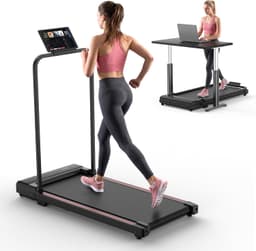 Walking Pad Treadmill for Home - Foldable Treadmills with Handle Bar Mini Portable Walk Pads Under Desk Small Spaces Compact Folding Electric Treadmills Office Walking and Running Machine Terluxra by Terlux‌ra