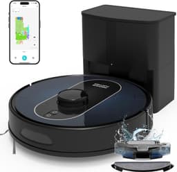 Robot Vacuum and Mop Self Emptying: 6000Pa Robotic Vacuum with Mapping, 90 Days Hands-Free Cleaning, LIDAR Navigation, Alexa/APP Control, 3-in-1 Robot Vacuum for Pet Hair Hard Floor Carpet Home