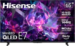 Hisense 65" E7 Cinema Series Hi-QLED Mini-LED 4K UHD Smart Fire TV (65E7SF, 2026 NEW) - Native 144Hz, AI Picture, Dolby Vision IQ · Atmos, FALD, HDR10+ Adaptive, MEMC, Alexa+