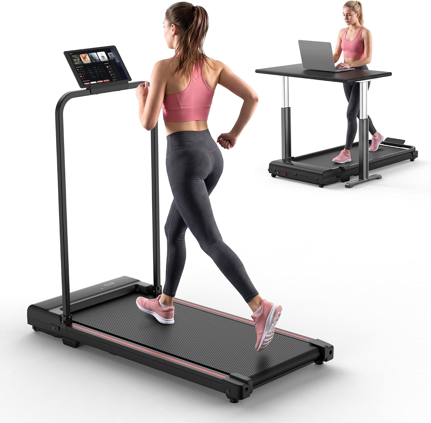 Walking Pad Treadmill for Home - Foldable Treadmills with Handle Bar Mini Portable Walk Pads Under Desk Small Spaces Compact Folding Electric Treadmills Office Walking and Running Machine Terluxra by Terluxra