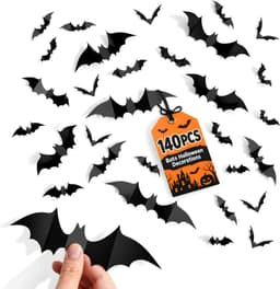 Cleangor 140 PCS Halloween Bat Decorations, 3D Wall Decor, 5 Sizes, Indoor