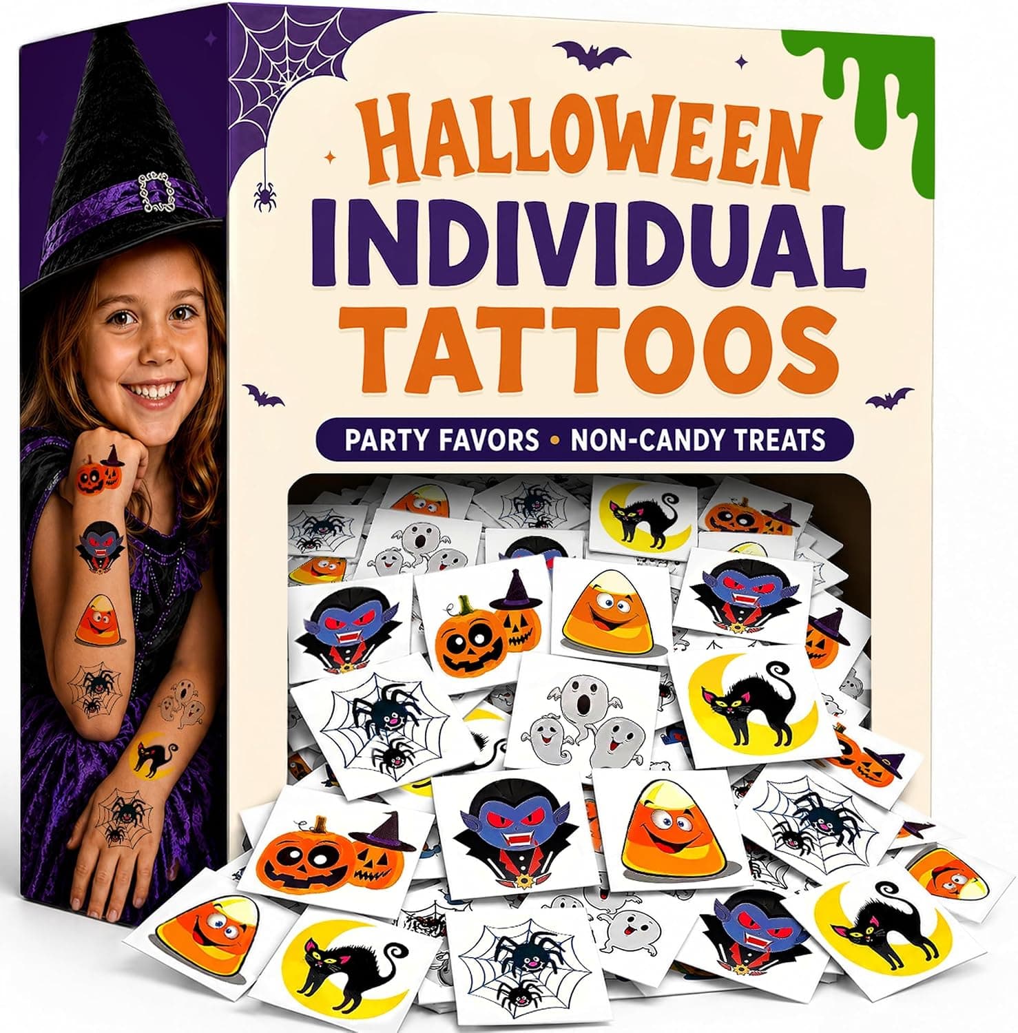 ArtCreativity Halloween Temporary Tattoos for Kids - Pack of 144-2 Inch Non-Toxic Tats Stickers for Boys and Girls, Best for Halloween Party Favors, Treats, Décor, Goodie Bags - 6 Assorted Designs