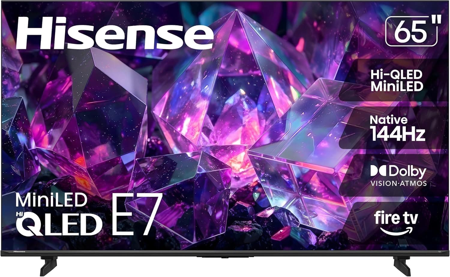 Hisense 65" E7 Cinema Series Hi-QLED Mini-LED 4K UHD Smart Fire TV (65E7SF, 2026 NEW) - Native 144Hz, AI Picture, Dolby Vision IQ · Atmos, FALD, HDR10+ Adaptive, MEMC, Alexa+