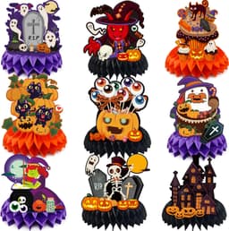 Halloween Decor - 9 PCS Pumpkin Witch Halloween Honeycomb Table Centerpiece by OHOME